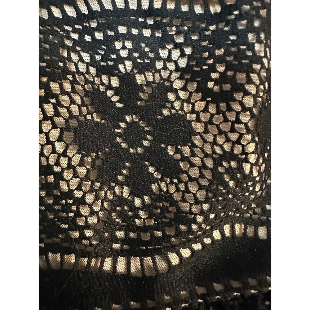 ECI Lace Blouse Women 6 Black Empire Waist Short Sleeve Scoop Neck Whimsigoth‎